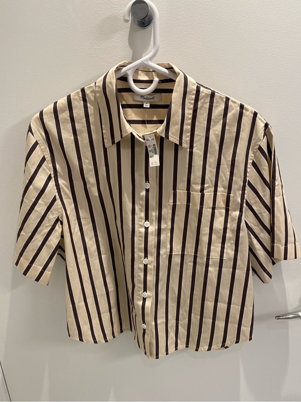 Madewell, Brown and Ivory Stripe Shirt, Size M, NWT, brand new, never worn.